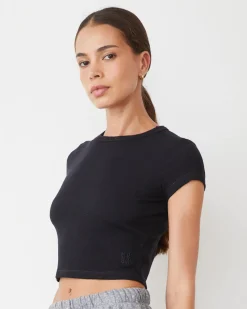 MONROW Supersoft Rib Mini Crew FADEDBLACK Cheap